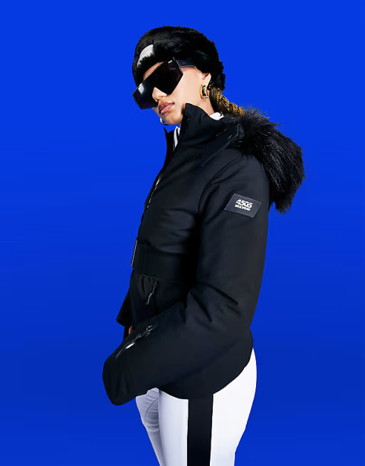 ASOS 4505 ski belted jacket with faux fur hood | ASOS (Global)