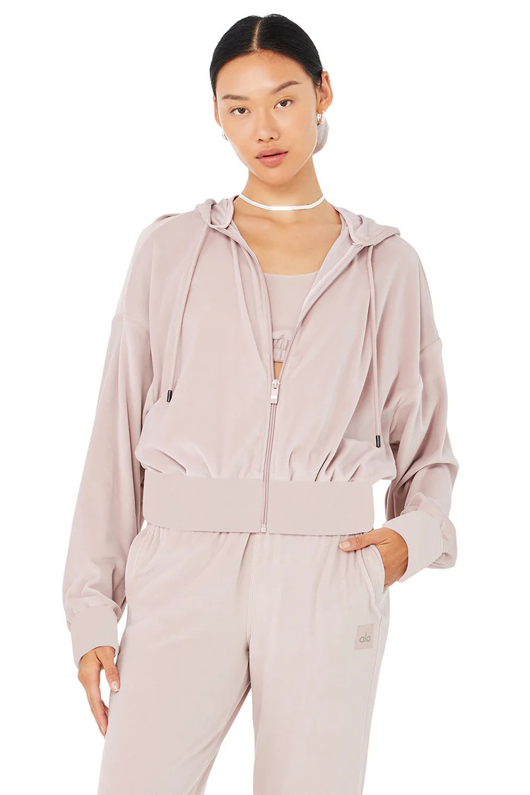 Velour Glimmer Full Zip Hoodie | Alo Yoga (US)