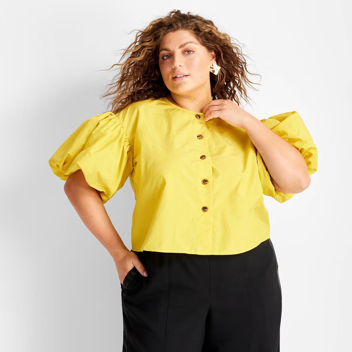 Women's Puff Short Sleeve Top - Future Collective Yellow | Target