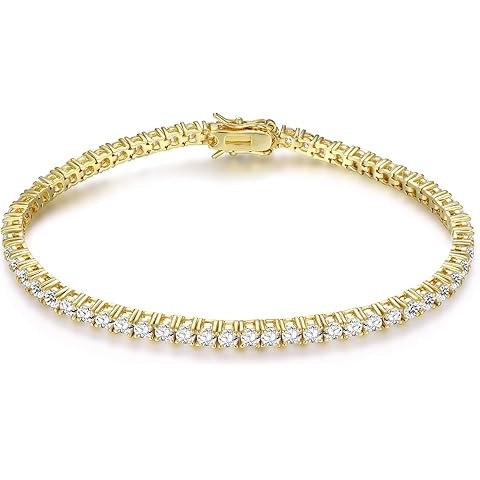 PAVOI 14K Gold Plated Tennis Bracelets for Women - 3mm Cubic Zirconia Classic Gold Tennis Bracele... | Amazon (US)