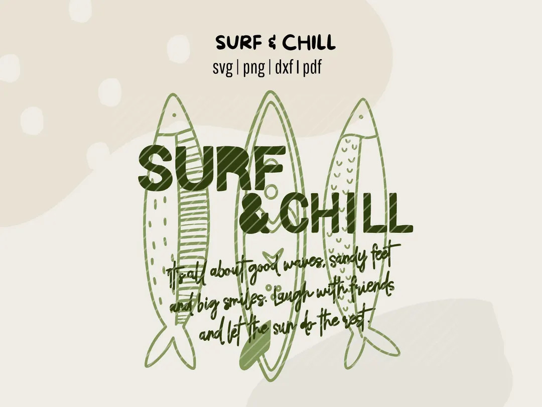 Plotterdatei Surf and Chill Surfbrett Fische Sweatshirt Motiv svg dxf Plotter - Etsy.de | Etsy (US)
