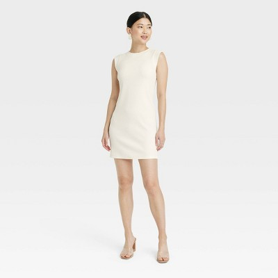 Women's Muscle Tank Mini Knit Dress - A New Day™ Cream XL | Target