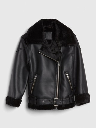 Kids Faux-Fur Biker Jacket | Gap US