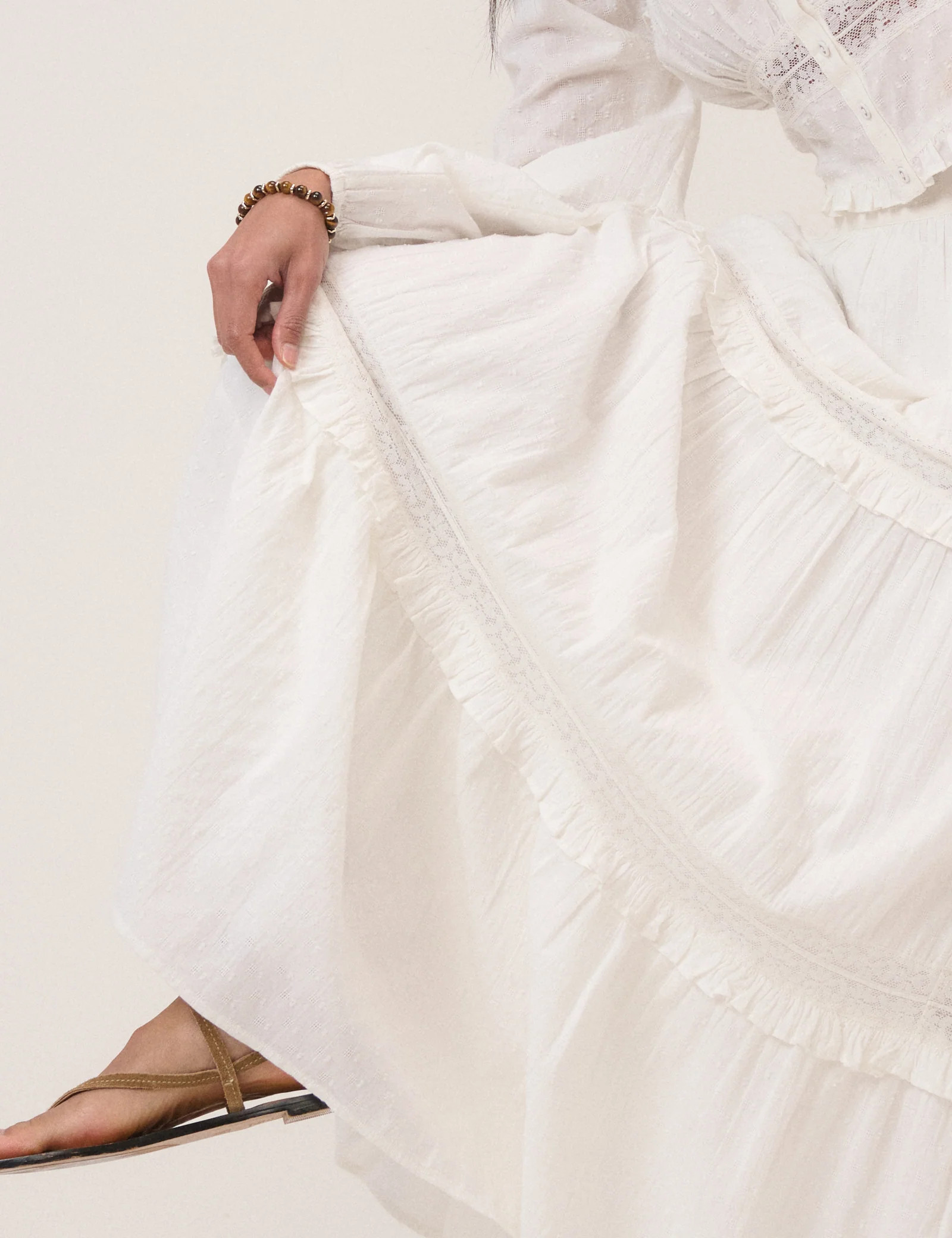 White Tiered Midi Skirt | Nobody's Child
