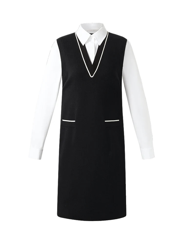 Tencel Wool Blend Women Midi Shirt Dress | GOELIA