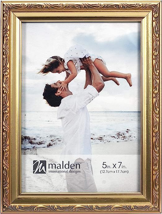 Malden International Designs Traditions Molding Wooden Picture Frame, 5x7, Gold | Amazon (US)