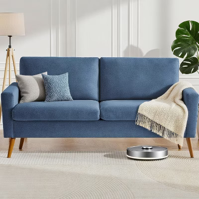 Dyonery 68" Loveseat Sofa Blue, Mid Century Modern Small Couch for Living Room, Linen Fabric 2 Seater Sofa with Deep Cushion, Solid Wood Frame | Target