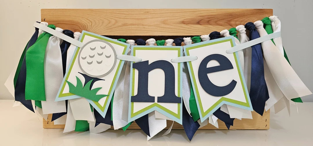 Hole in ONE Golf Highchair Banner and Ribbon Garland Set, Handcrafted Birthday Banner, Golf First... | Etsy (US)