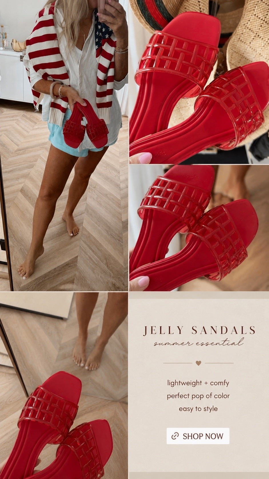 ❤️ The jelly sandal trend is officially taking over summer, and this red pair is the cutest pop of color. Lightweight, comfy, and so easy to throw on with everything from denim shorts to swimsuits for all your festive plans! 🇺🇸 also the Target zip up sweater is so cute! 

jelly sandals, summer sandals, red sandals, 4th of july outfit, patriotic outfit, vacation outfits, beach style, resort wear, summer fashion, amazon fashion, casual summer outfits, pool day outfit

#LTKootd #LTKgrwm