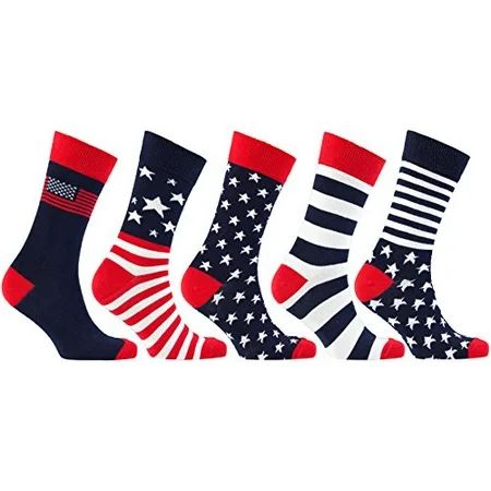 socks n socks - men's 5-pairs luxury cotton cool funky colorful fashion designer fun patriot usa ame | Walmart (US)
