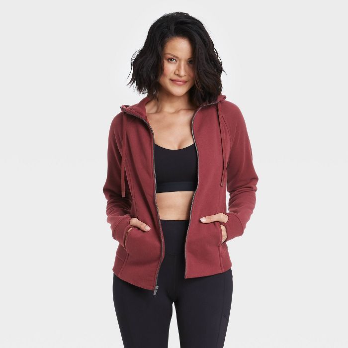 Women's Fleece Full Zip Hooded Sweatshirt - All in Motion™ | Target