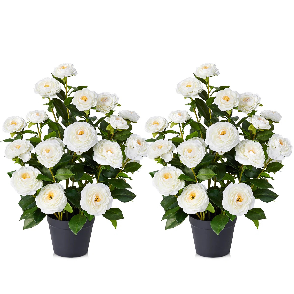 Artificial White Camellia Flower Tree, 24in Faux Camellia Plant in Pot, Fake Camellia Tree - indo... | Wayfair North America