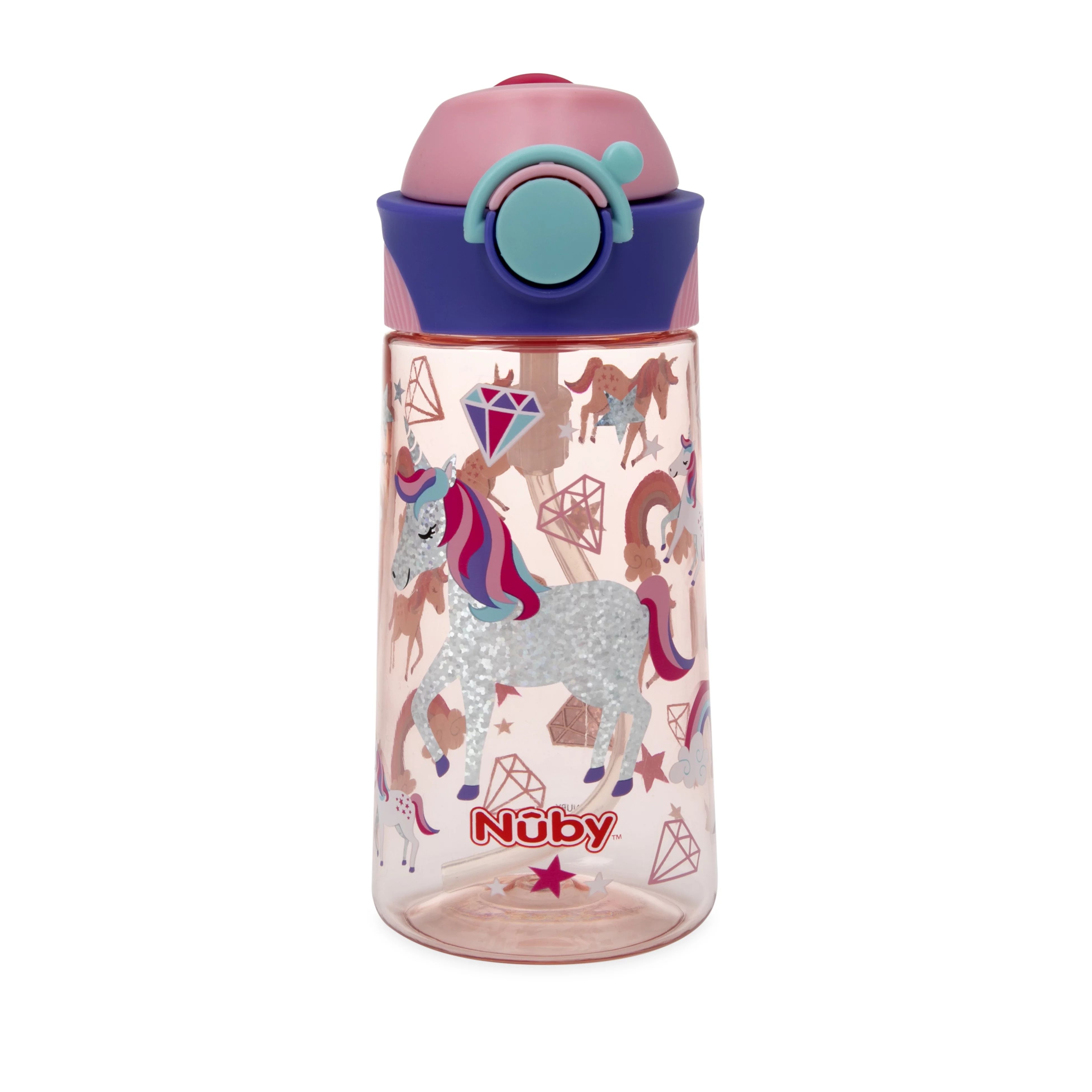 Nuby Thirsty Kids 15oz Bolt Sport Sippy Cup with Locking Lid and Spout, Pink Unicorn - Walmart.co... | Walmart (US)