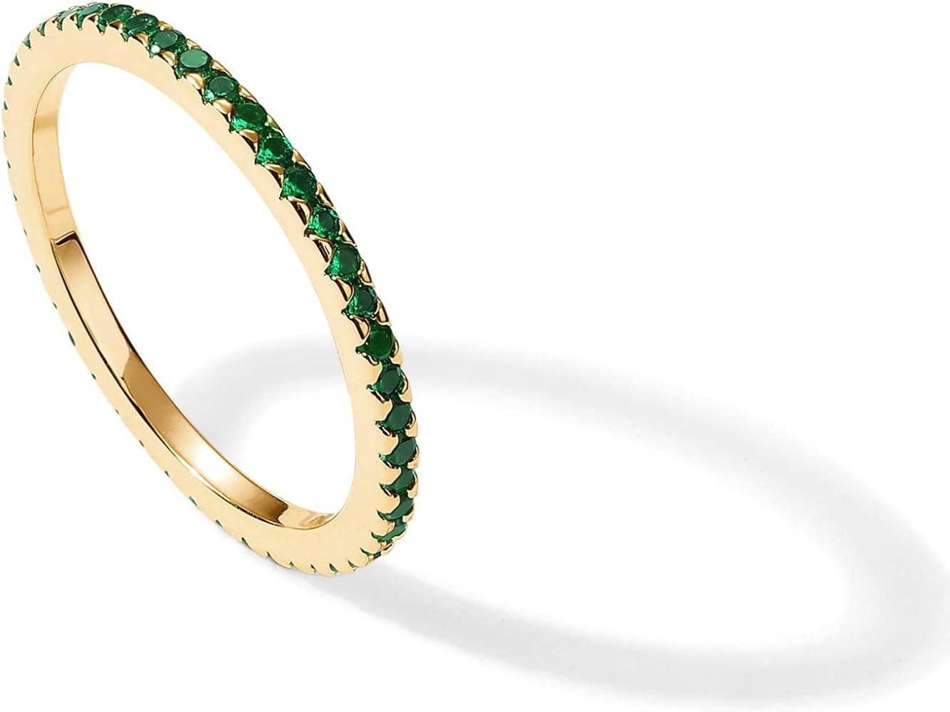 PAVOI 14K Gold Plated Sterling Silver Colored CZ Stones Stackable Ring | Simulated Diamond Eterni... | Amazon (US)