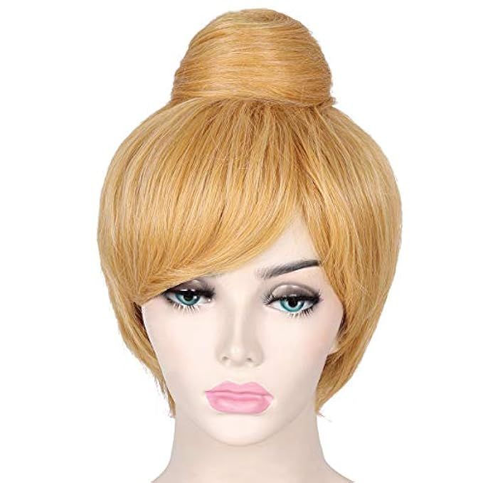 ColorGround Women's Short Blonde Cosplay Costume Wig with Bun | Amazon (US)