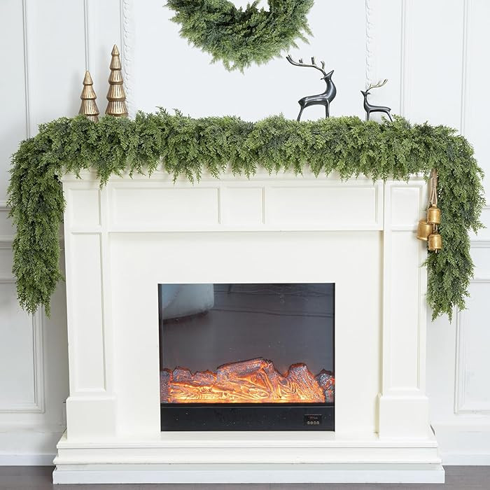 9ft 1Pcs Christmas Cedar Garland Artificial Realistic Thick Soft Green Faux Winter Greenery Pine ... | Amazon (US)