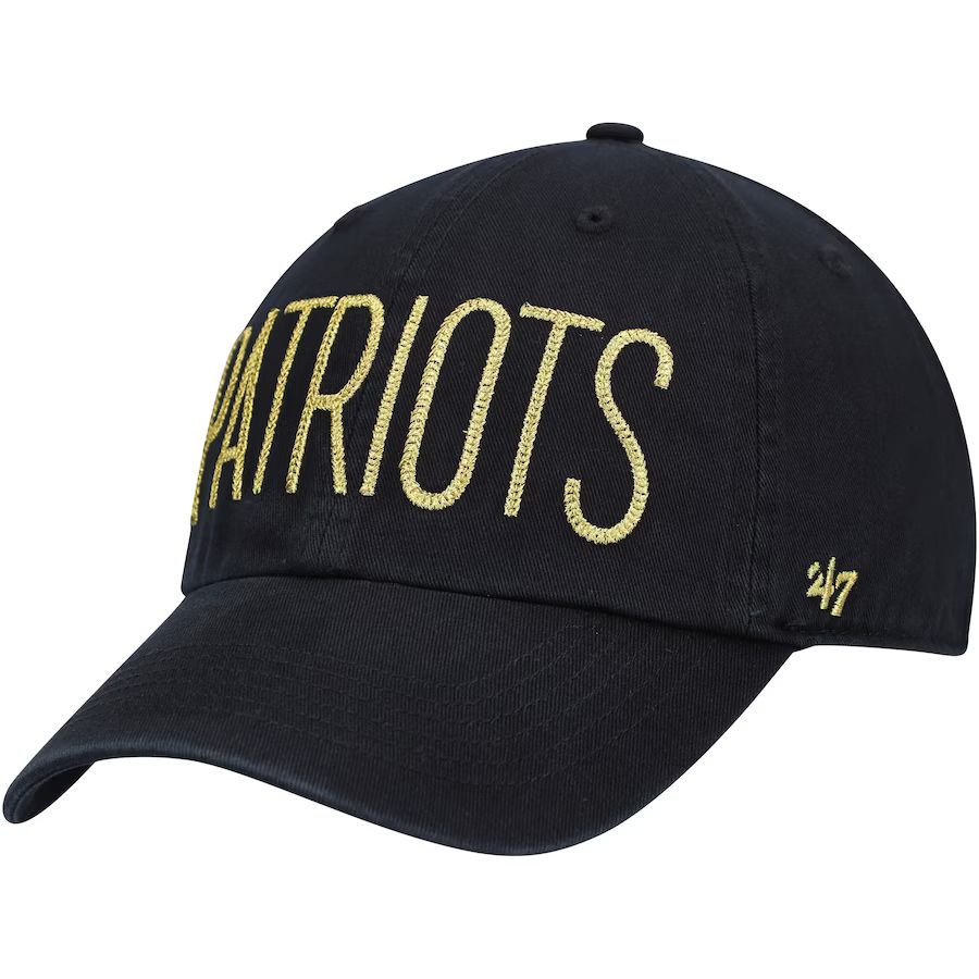 Women's New England Patriots '47 Black Shimmer Text Clean Up Adjustable Hat | NFL Shop