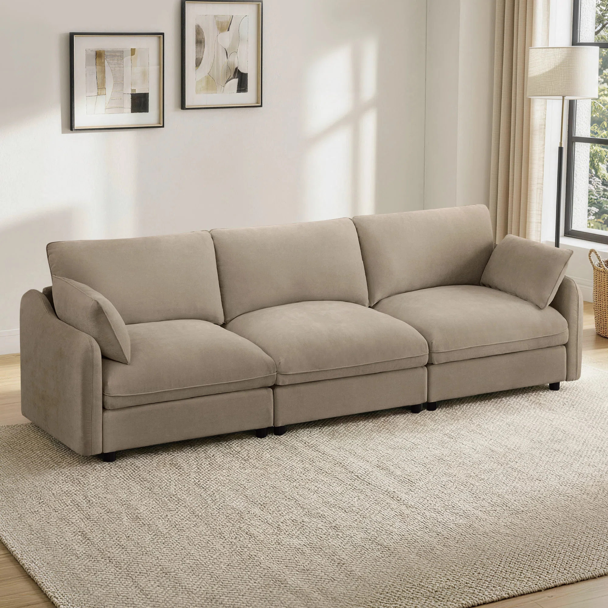 112" Modern Upholstered 3-Seater Sofa | Wayfair North America