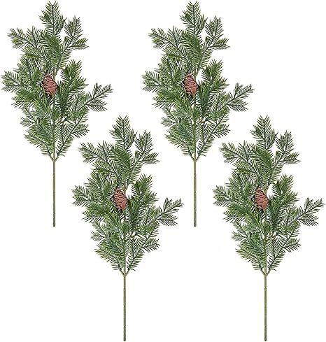 Watayo 4 PCS Large Artificial Pine Needles Branches with Pine Cones-16x7.7 Inch Large Size Greene... | Amazon (US)