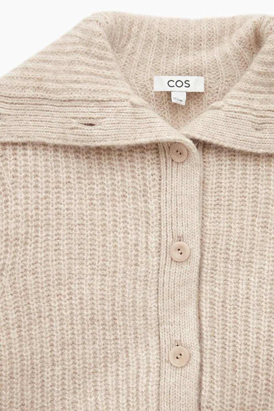 SPREAD-COLLAR WOOL CARDIGAN - CREAM - COS | COS UK