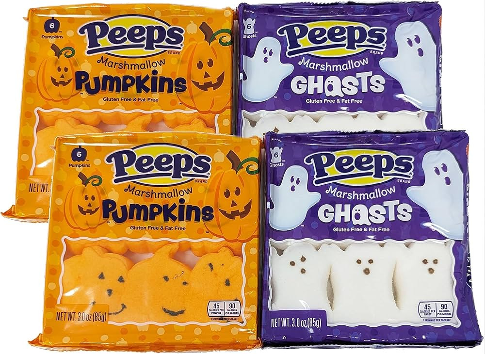 Halloween Peeps Marshmallow Pumpkins and Ghosts, 3 oz - Palatize Pack of 4 (2 of Each) | Amazon (US)