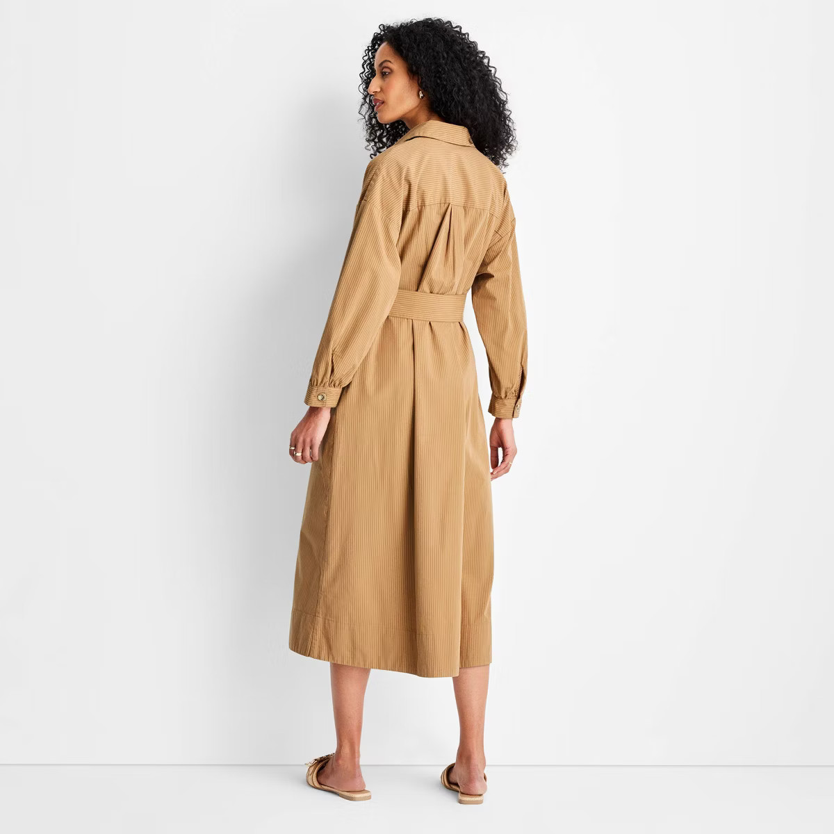 Women's Belted Maxi Shirtdress - Future Collective Brown/Black Striped | Target