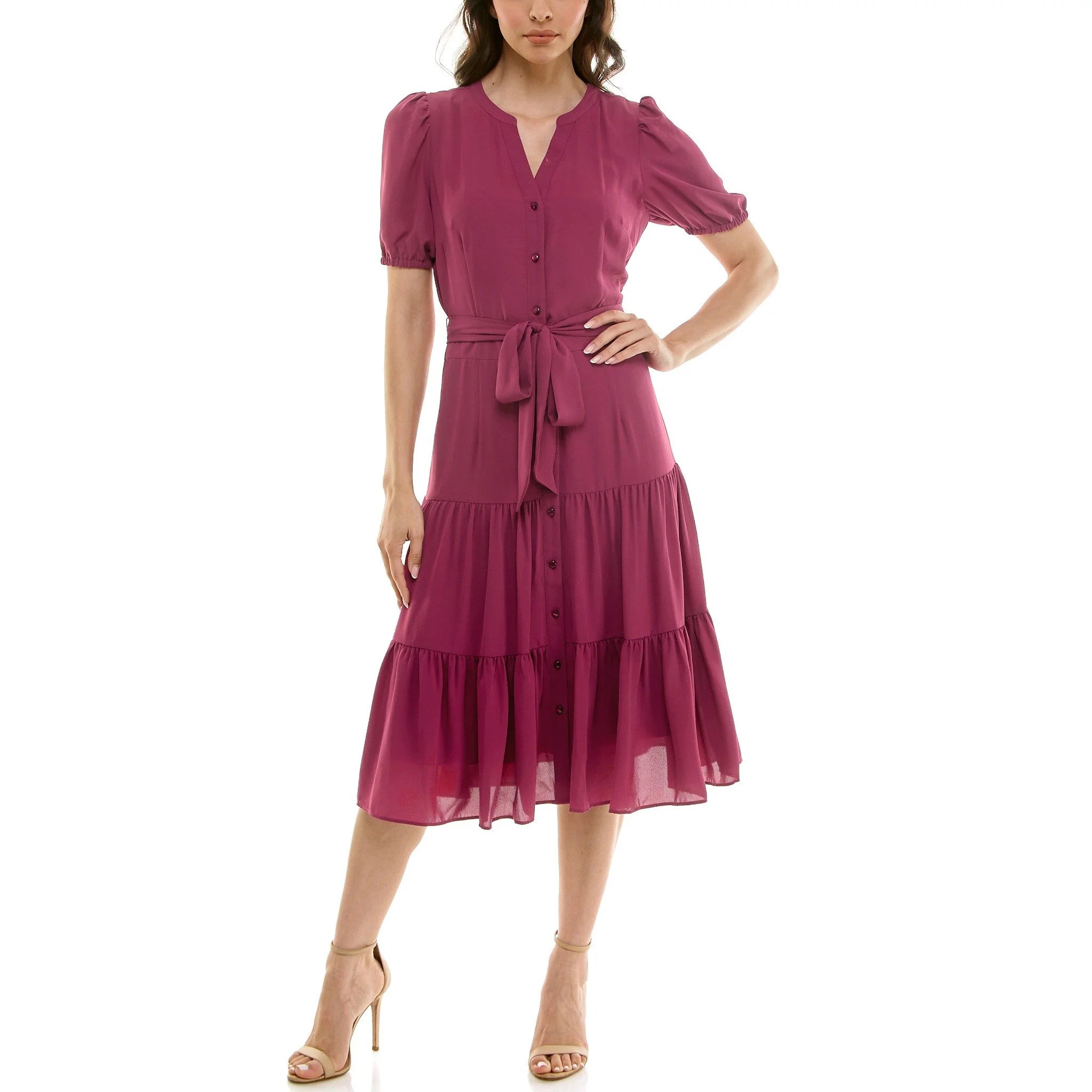 Nanette Lepore Women's Puff Sleeve Lace Midi Dress, Sizes XS-XXXL - Walmart.com | Walmart (US)