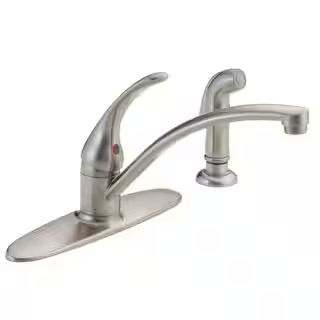Delta Foundations Single-Handle Standard Kitchen Faucet with Side Sprayer in Stainless B4410LF-SS... | The Home Depot
