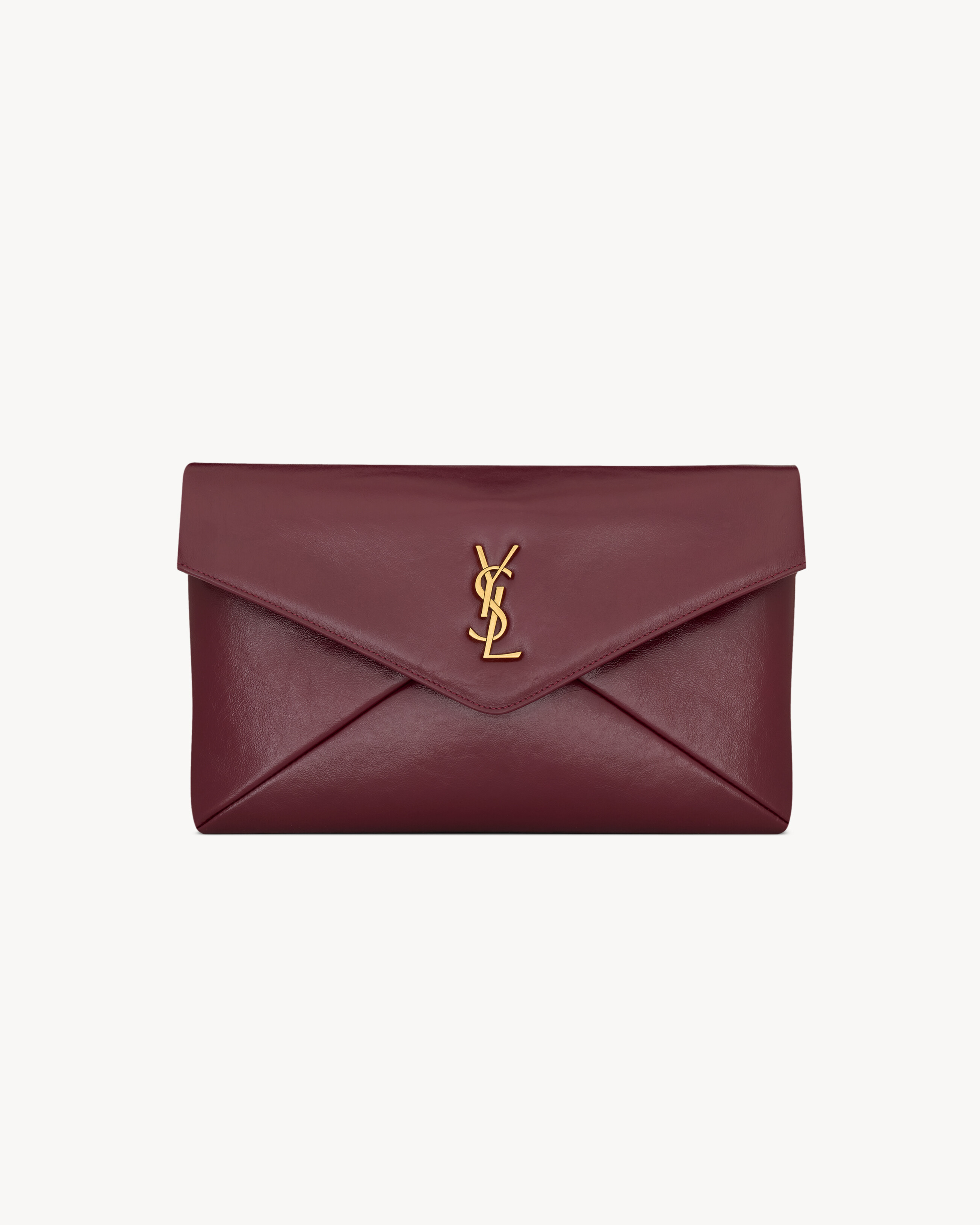Saint Laurent Cassandre Large Envelope Pouch In Shiny Leather - Red - Women - One Size | Saint Laurent Inc. (Global)