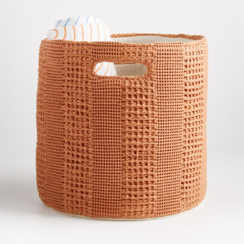 Nella Rust Waffle Weave Large Toy Storage Bin + Reviews | Crate & Kids | Crate & Barrel