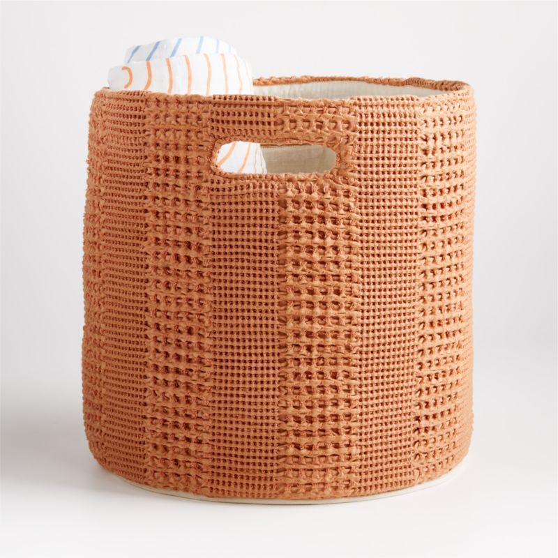 Nella Rust Waffle Weave Large Storage Bin + Reviews | Crate and Barrel | Crate & Barrel