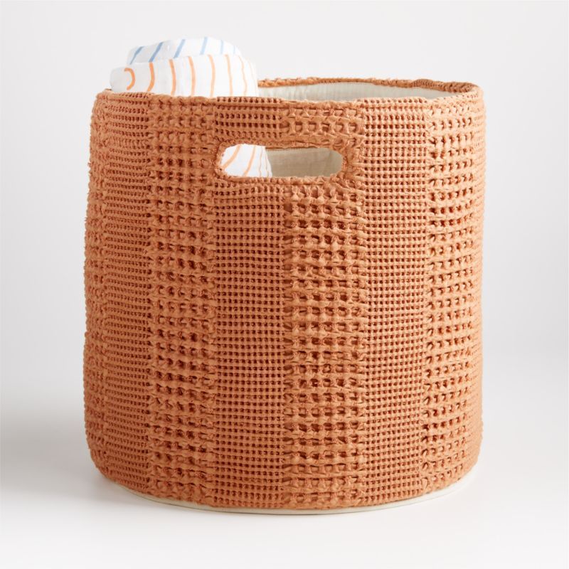 Nella Rust Waffle Weave Large Storage Bin + Reviews | Crate & Kids | Crate & Barrel