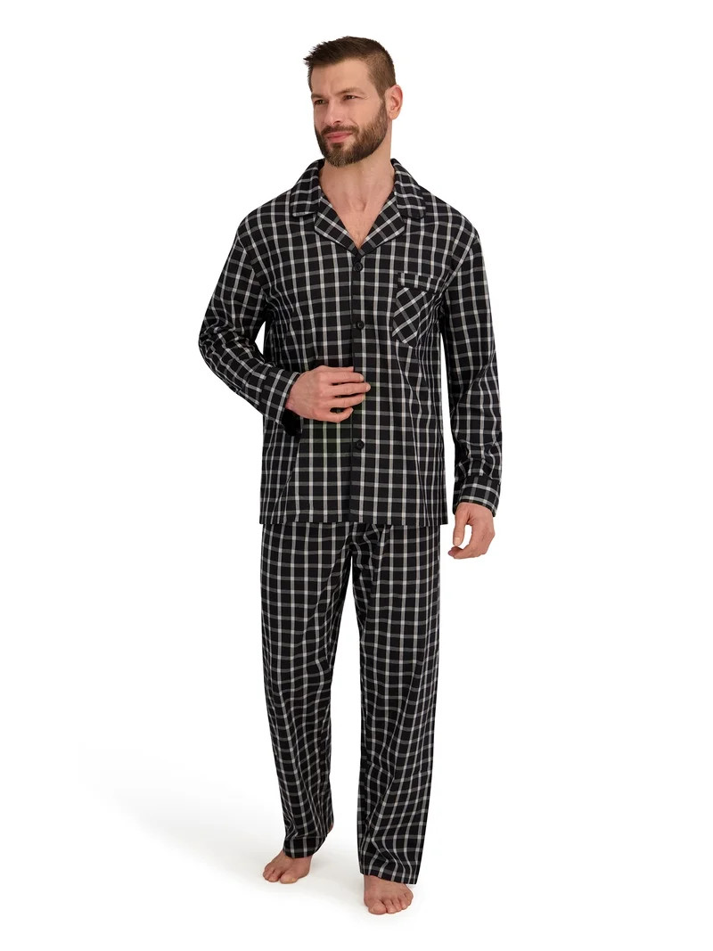 Hanes Men's Stretch Woven Pajama Set, 2-Piece, Sizes S-2XL | Walmart (US)