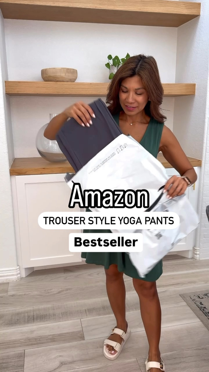 Bestselling trouser style yoga pants I’m wearing XS in 29” length here. I’m 5’2”. I like this length with flats and cropped jeans but I would go longer length with platform or higher sneakers. Color is Dark Grey. I also have Light Khaki and Black.
White pullover in small.
Ribbed  tank top with built in bra I sized up to 6. My fav carry on luggage is linked
Personal bag and puffer bag also linked. 
Green dress at beginning in XS, sports bra in small. 
Amazon finds, fall outfits, fashion over 50, midlife fashion, petite fashion, vacation outfits, airport outfit, travel outfit, work pants, teachers outfit, affordable fashion. 
@Amazon #founditonamazon #ad

#LTKSaleAlert #LTKFindsUnder50 #LTKxPrimeDay