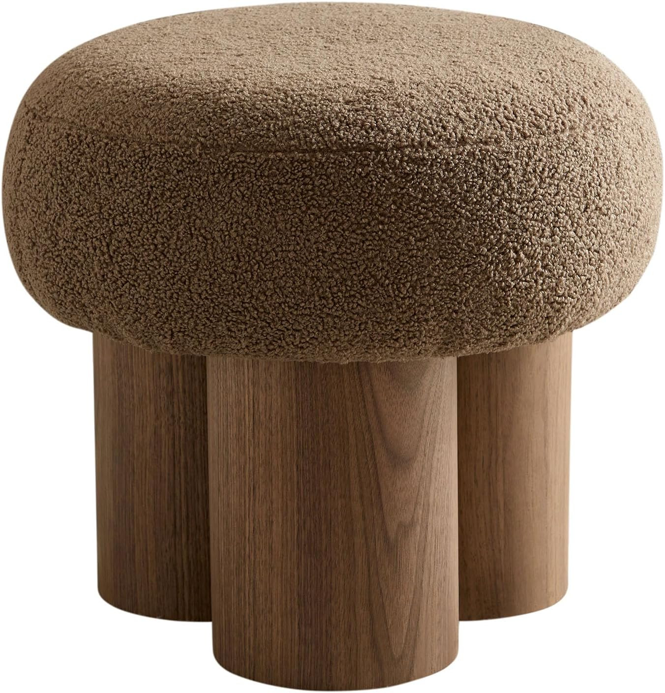 MEETAKING Small Round Foot Stool, Teddy Fabric Footrest Ottoman Stool with Non-Skid Legs, Modern ... | Amazon (US)