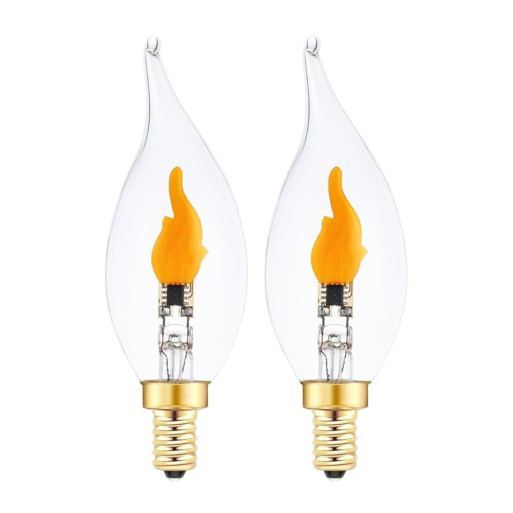 Flickering Flame Light Bulbs Candelabra Base E12 Flame Bulb, LED Flickering Candle Fire Light Bul... | Amazon (US)