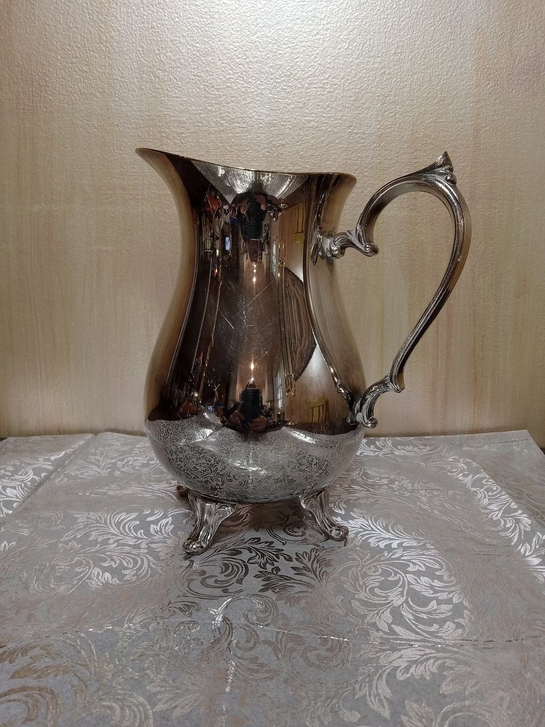 Vintage Silver Plated Pitcher, Vintage Lipped Pitcher, Vintage Silver Water Pitcher Footed With I... | Etsy (US)