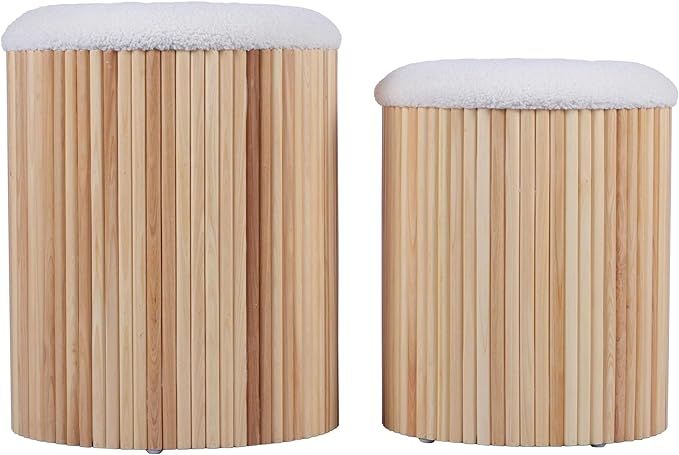 Tov Furniture Sagano White Nesting Storage Ottomans - Set of 2 | Amazon (US)