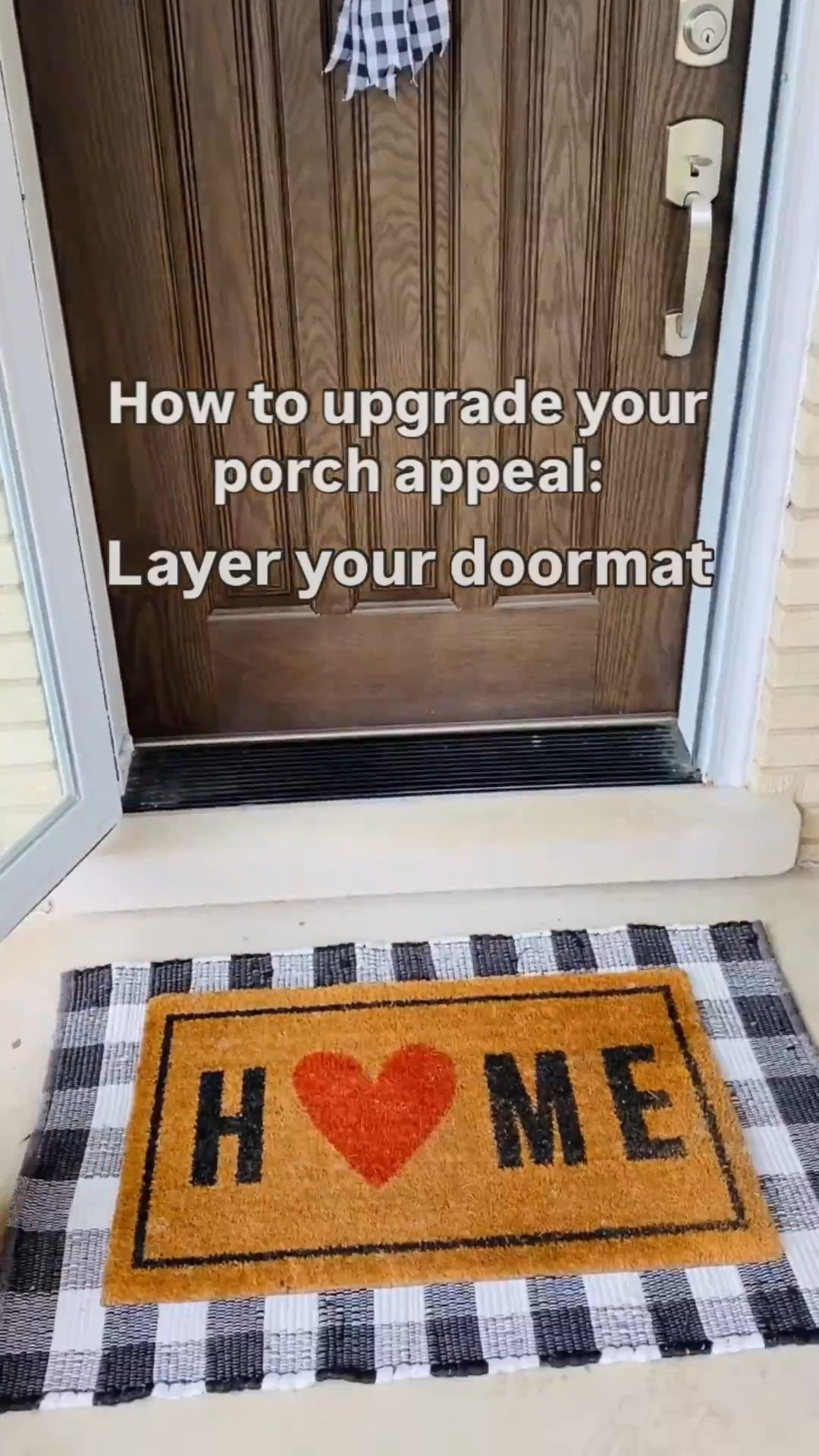 Layering a rug under your doormat gives your porch an instant style upgrade. Select a rug that is large enough to peek out from underneath the doormat on all sides (usually 2x3 feet works well under a single door). It’s a great way to have fun with your space, while making it look beautiful.

I have found many rugs that suit this purpose at stores like Hobby Lobby, Michaels, Target, Walmart, Home Depot, and TJMaxx. I’ve linked many beautiful options to this post. Season to season, there are so many to pick from, so the options are plentiful. 

Play around and see what colors and patterns appeal to you.

#doormat #porchdecor #fallporch #fallporchdecor 

#LTKHome #LTKSeasonal #LTKStyleTip