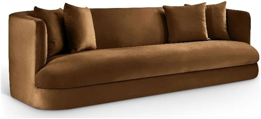 BOWERY HILL Contemporary Velvet Sofa, Saddle Upholstered, Solid Wood Frame, 93.5" W x 36" D x 30"... | Amazon (US)