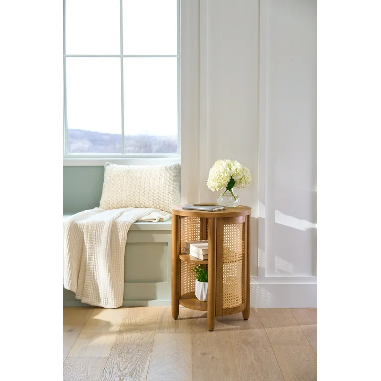 Better Homes & Gardens Springwood Caning Side Table, Light Honey Finish | Walmart (US)