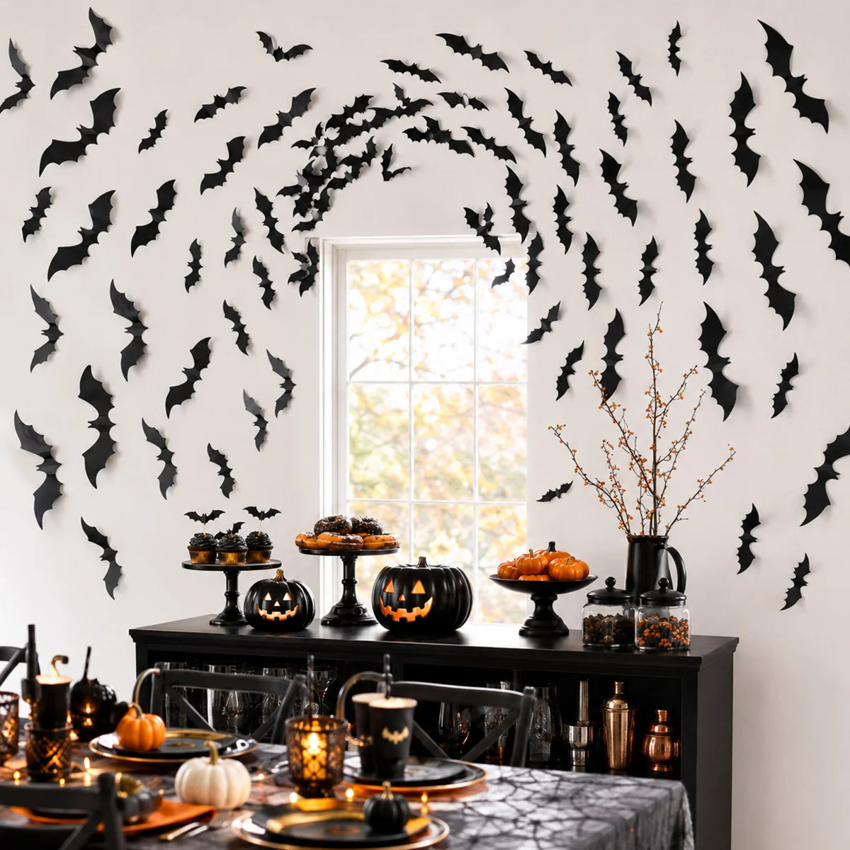 60 Piece Halloween 3D Bat Wall Decorations, Removable PVC Stickers | Wayfair North America