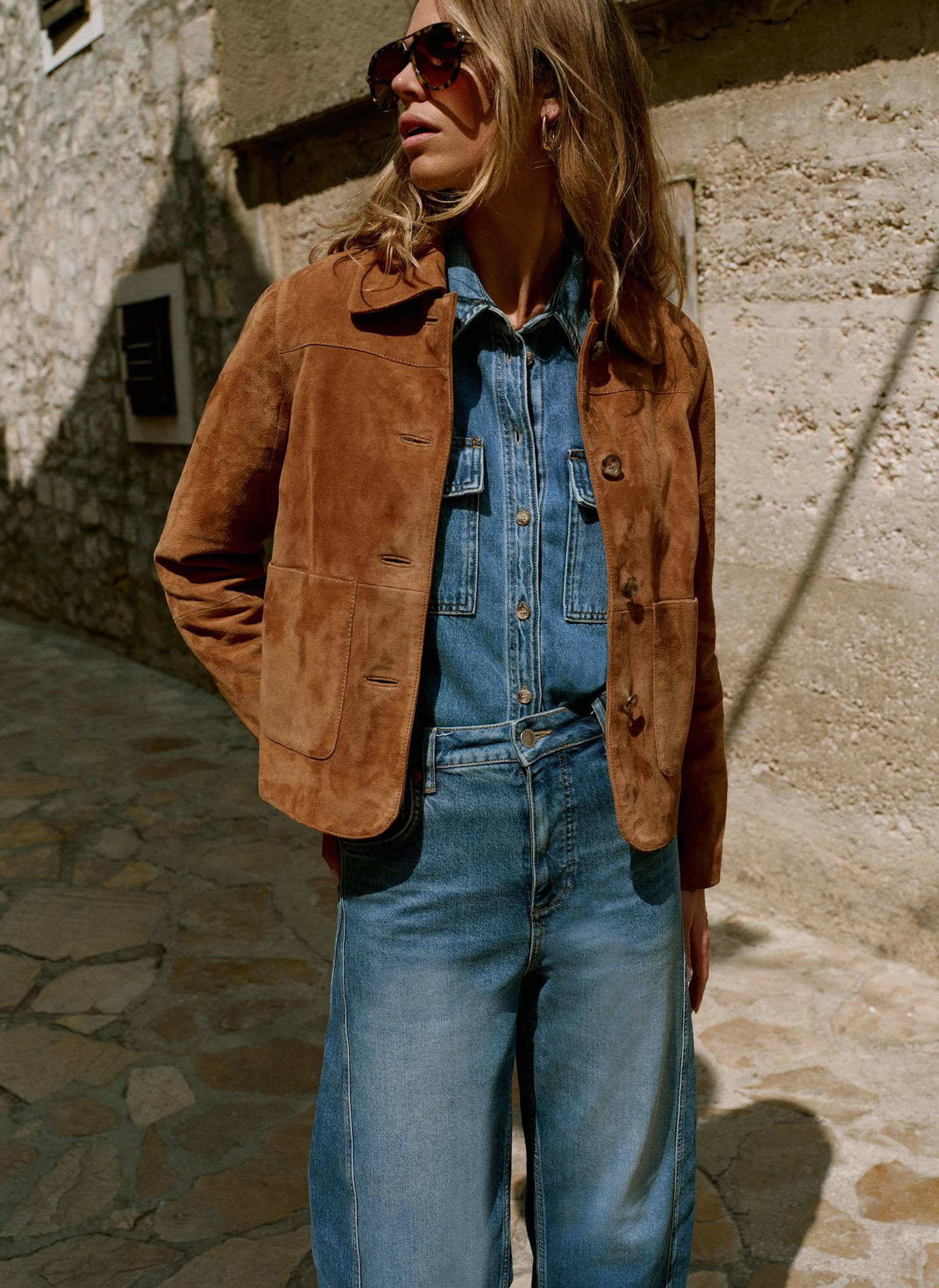 Tan Suede Pocket Detail Jacket | Mint Velvet