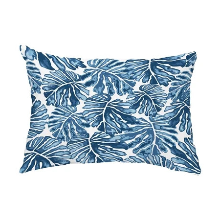 Simply Daisy, 14"" x 20"" Palm Leaves Blue Floral Decorative Outdoor Pillow | Walmart (US)