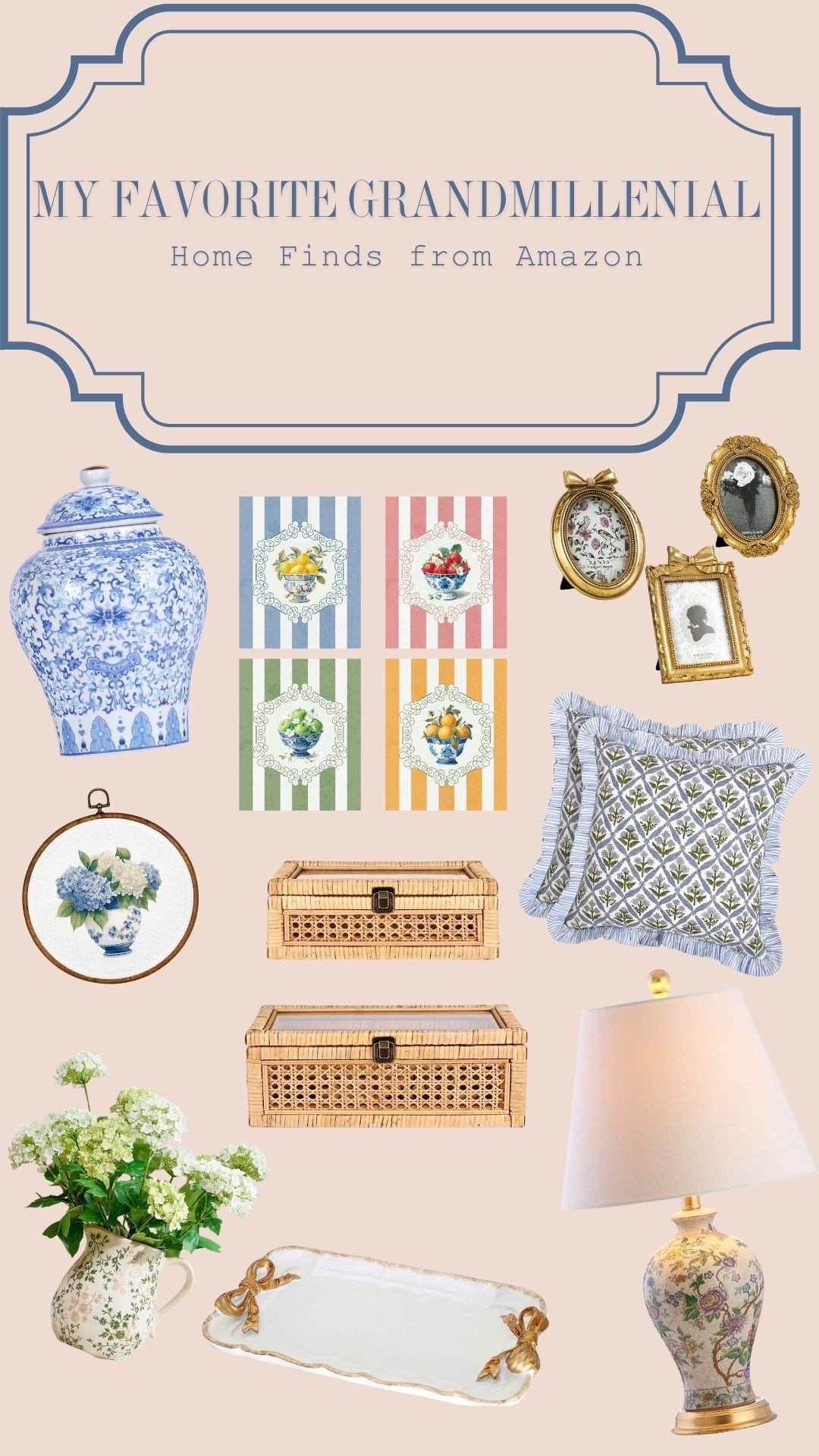 🏡✨ My Favorite Grandmillennial Home Finds from Amazon ✨🏡 Think blue & white ginger jars, rattan boxes, floral pillows, vintage-inspired frames, and elegant chinoiserie lamps—perfect for adding timeless charm to your home. 🌸💙

⚠️ Many of these Amazon grandmillennial decor finds are low in stock—so if you’ve been eyeing them, don’t wait! These classic, vintage-inspired pieces sell out fast, and they’re the perfect way to refresh your space with affordable elegance.

Shop now before they’re gone! 🛒✨

#LTKFamily #LTKFindsUnder100 #LTKHome