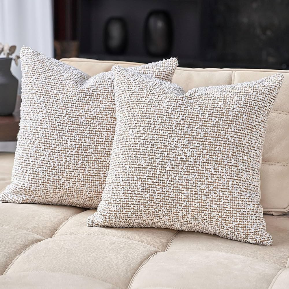 DOMVITUS Pillow Covers 20x20 Set of 2, Boucle Pillow Covers, Decorative Neutral Accent Throw Pill... | Amazon (US)
