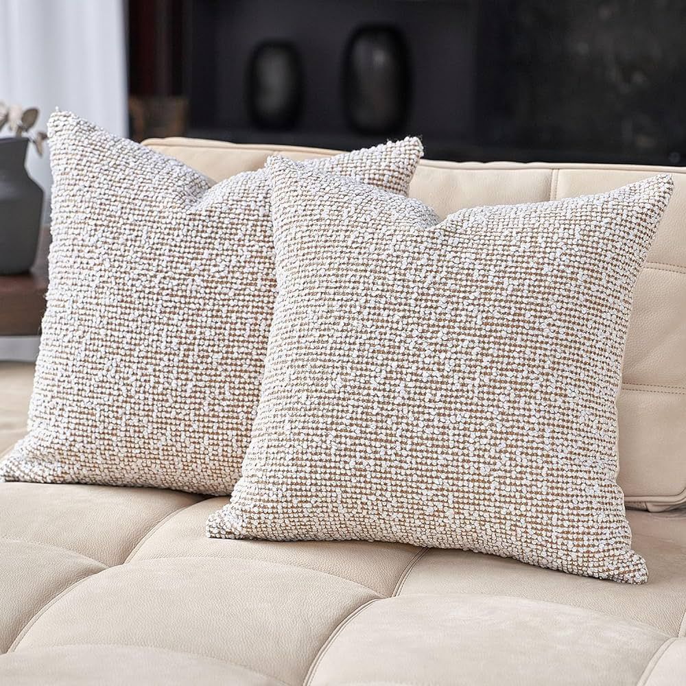 DOMVITUS 18x18 Pillow Covers Set of 2, Boucle Pillow Covers, Decorative Neutral Accent Throw Pill... | Amazon (US)