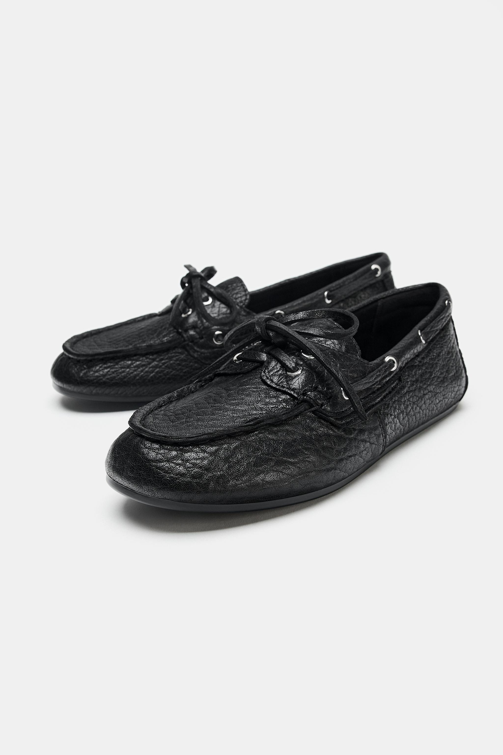 LEATHER BOAT SHOES | Zara US