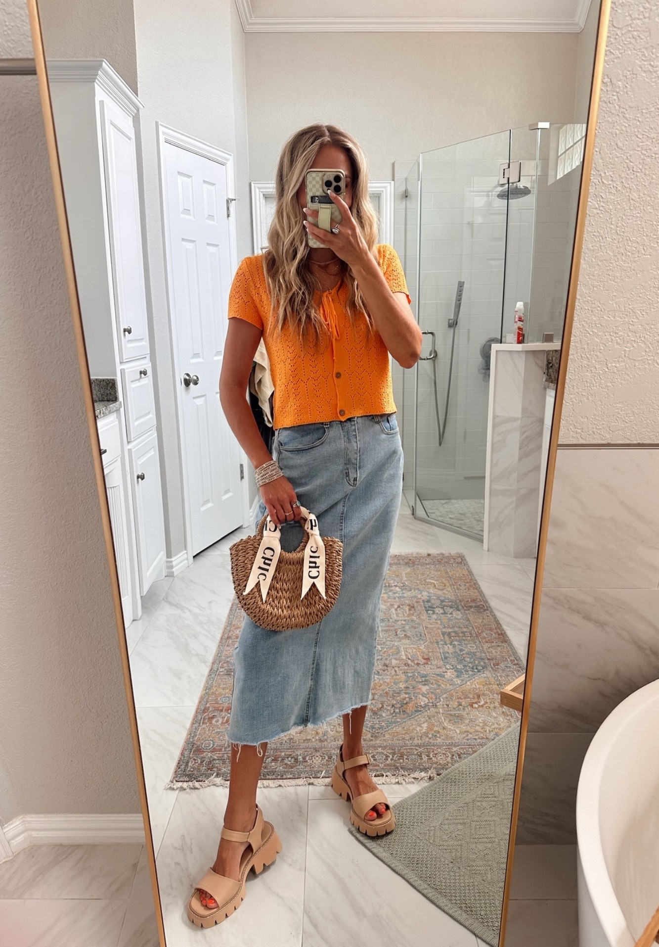 I love this crochet top // I bought in cream + orange & love it paired with a denim skirt or shorts. Perfect for spring 🍊✨ 

Wearing size s / tts in both

#LTKdayinmylife #LTKgrwm #LTKootd