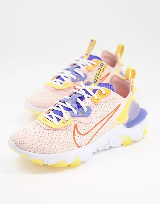 Nike React Vision trainers in coral orange and blue | ASOS (Global)